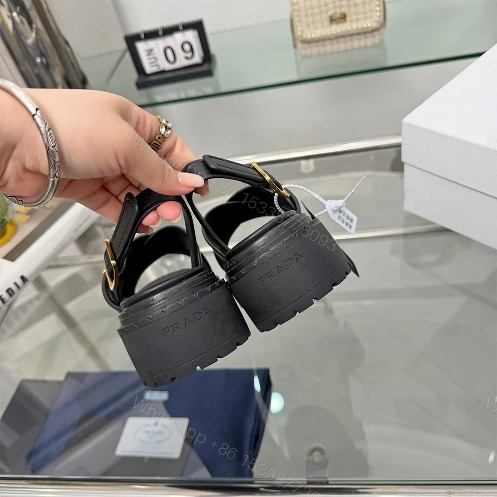 View 8 of PRADA Leather sandals 374742