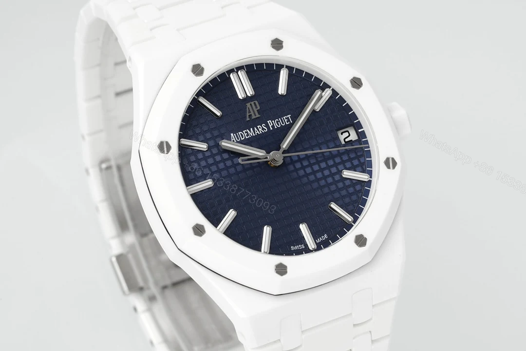 View 2 of Audemars Piguet Royal Oak 15500 White Ceramic 41mm Blue Dial APSF A4302 Super Clone