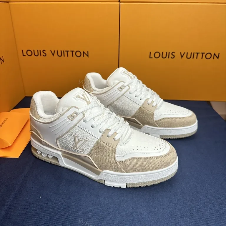 View 5 of White & Beige LV-Inspired Luxury High-Tops: Refined Everyday Sneaker