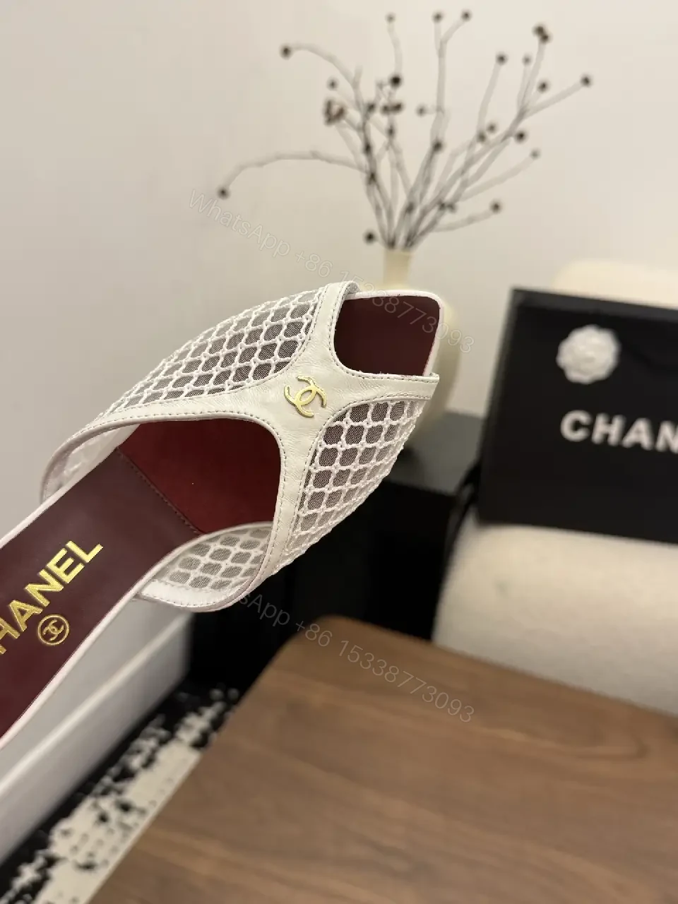 View 9 of White Mesh Clog-heel Slingbacks Key Feature: Chanel Brand Product Type: MULES