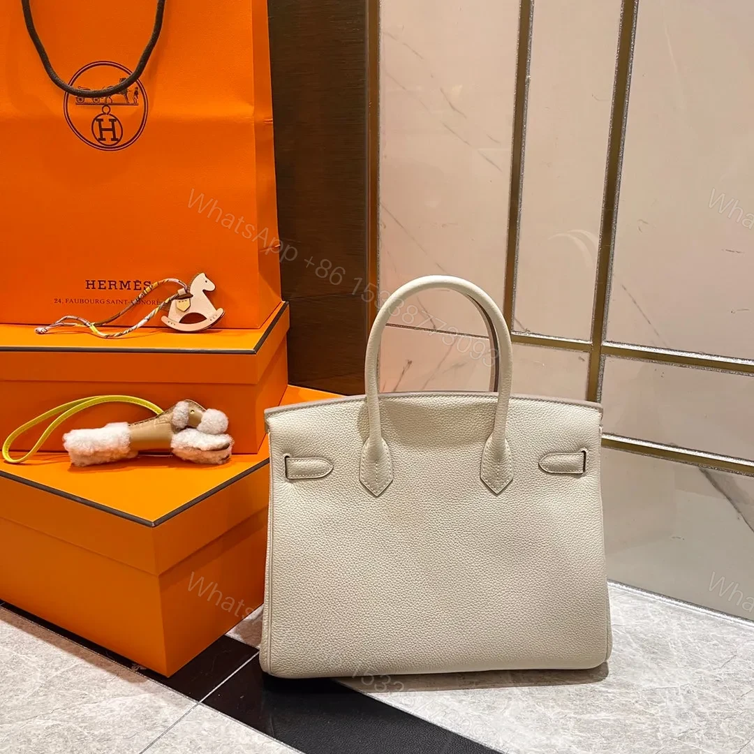 View 2 of HN 30CM WHITE TOGO LEATHER SILVER HARDWARE