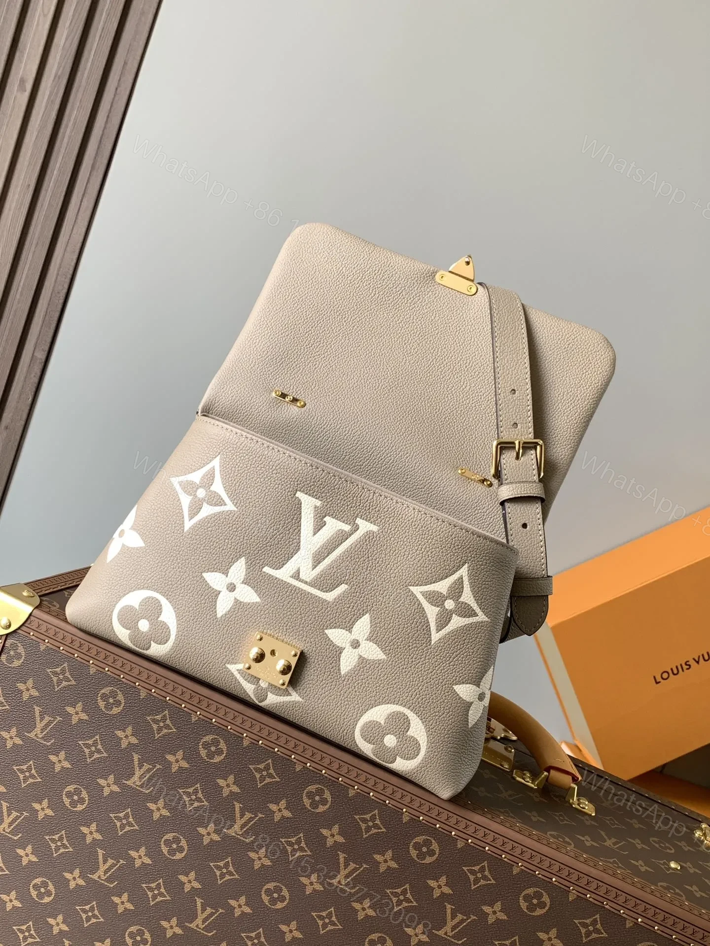 View 3 of LV MADELEINE 30 IN BEIGE MONOGRAM CALFSKIN EMBOSSED LOGO