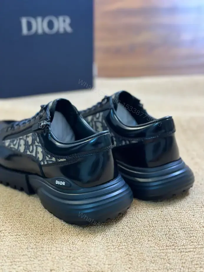 View 8 of DIOR COMBAT DERBY SHOES BLACK POLISHED CALFSKIN WITH BEIGE AND BLACK OBLIQUE JACQUARD – CD196