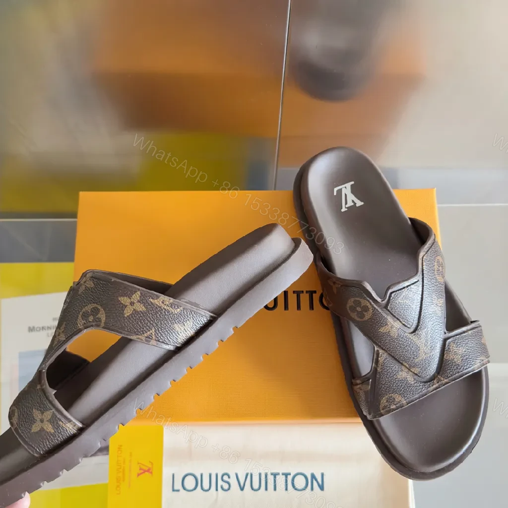 View 2 of Brown Monogram Sandals: Signature Straps, All-Day Comfort