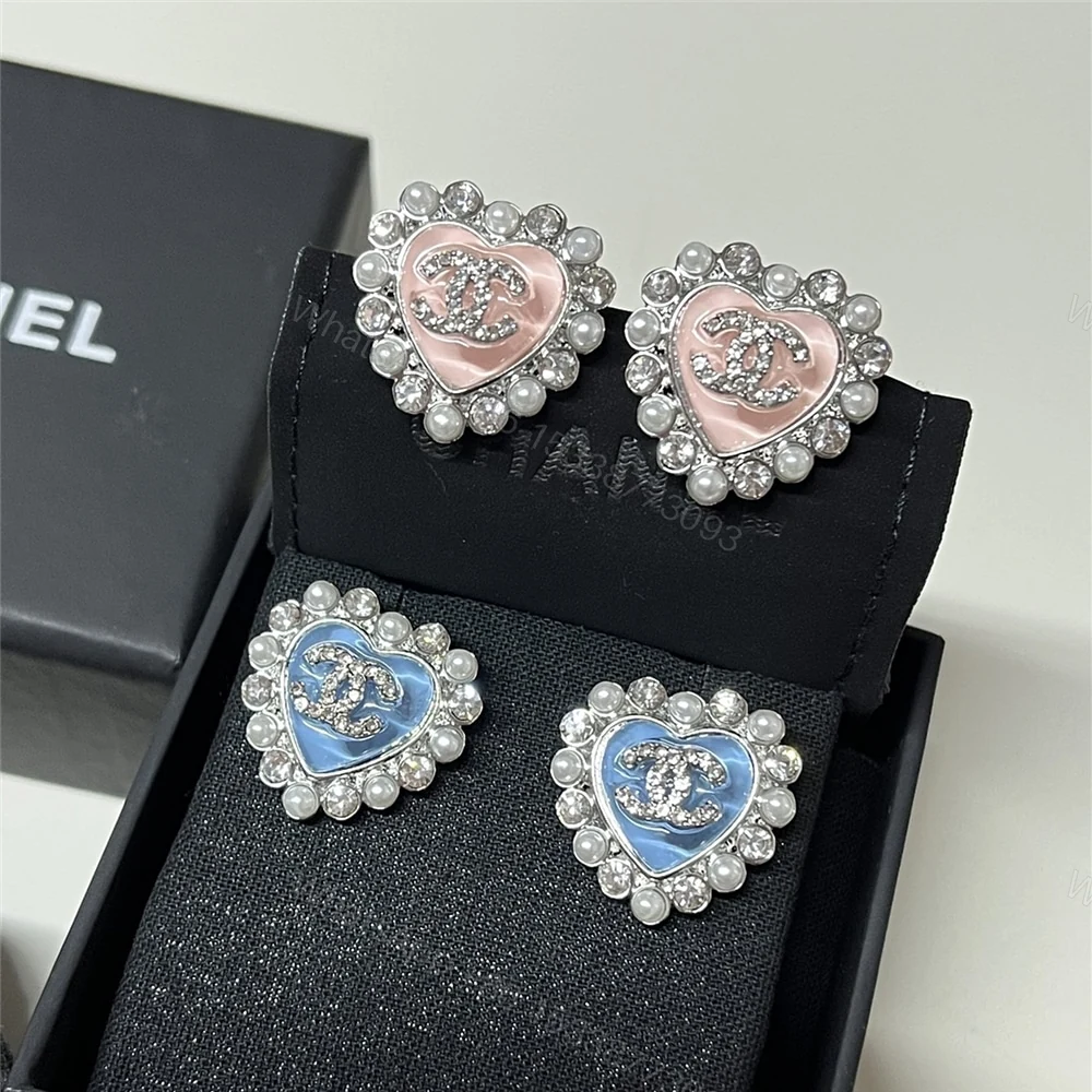 View 4 of CHANEL HEART MOTIF AND CRYSTAL EARRINGS IN PINK