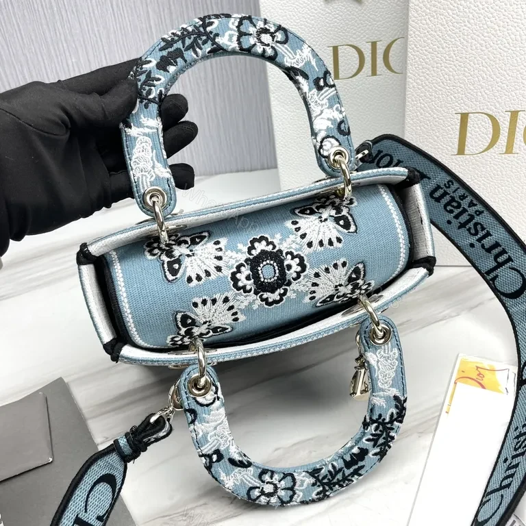 View 5 of Patterned Textured Handbag with Dior-Inspired Hardware - Everyday Luxury