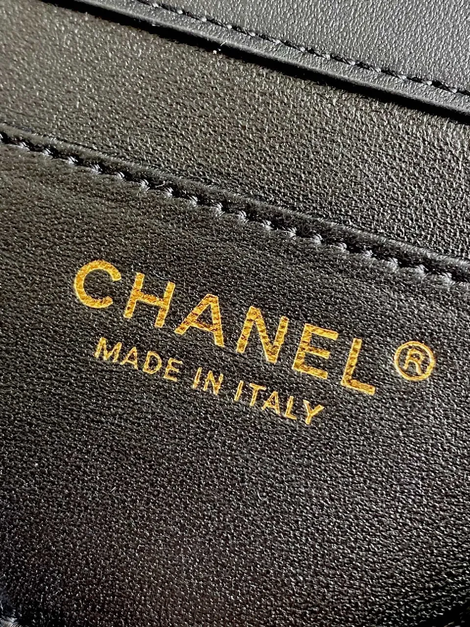 View 4 of Black Quilted Flap Bag with Gold Chain - Timeless Luxe Signature