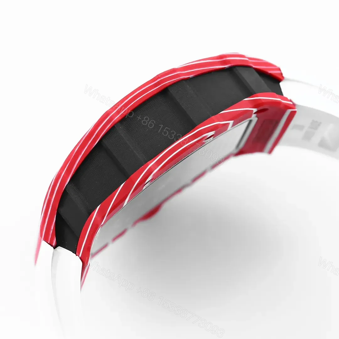 View 6 of ZF Factory Richard Mille RM 35-02 Rafael Nadal Red Carbon Fiber Automatic Watch with White Rubber Strap