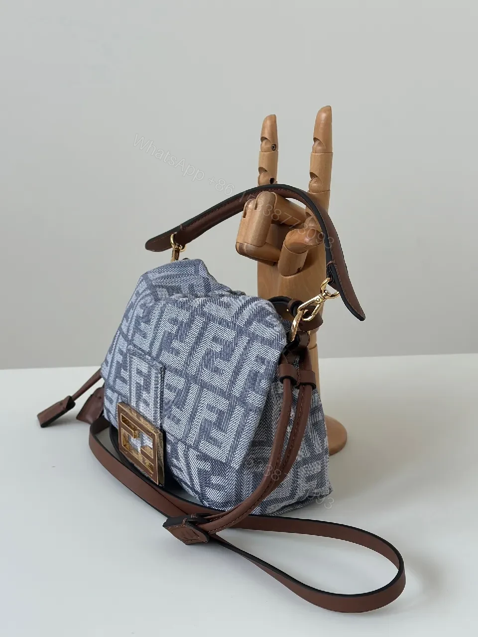View 6 of Lux Monogram Sling Bag: Gold Hardware, Leather Trim, All-Season Style