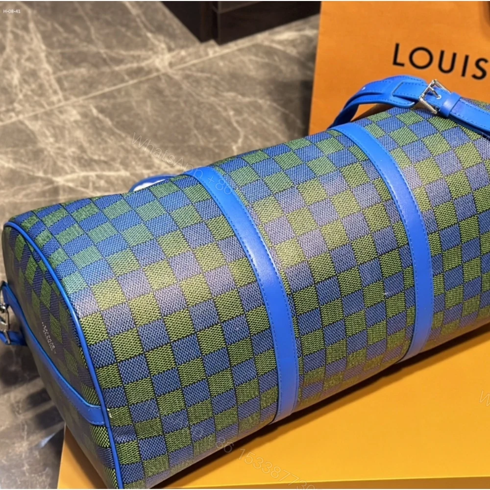 View 9 of Louis Vuitton Keepall Bandoulière Blue Green 45Cm