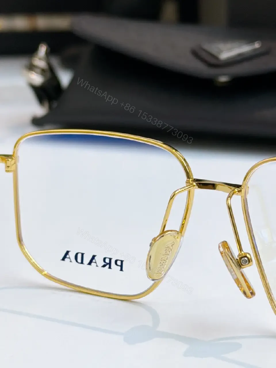 View 8 of Gold-Tone Rectangular Glasses: Luxury-Feel Precision Eyewear