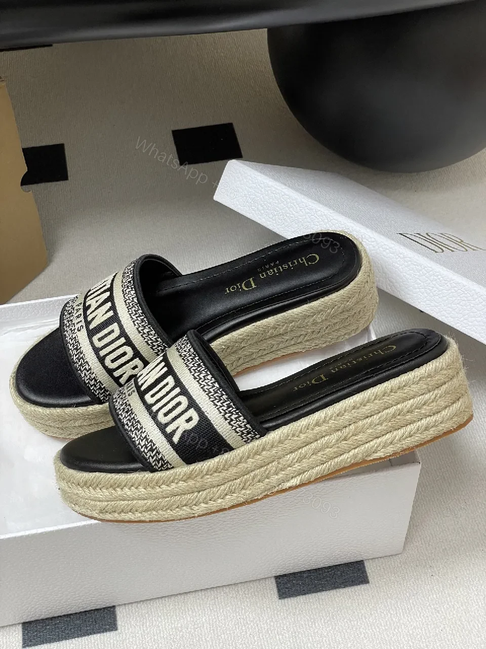 View 9 of Bold Logo-Strap Espadrille Platform Slides