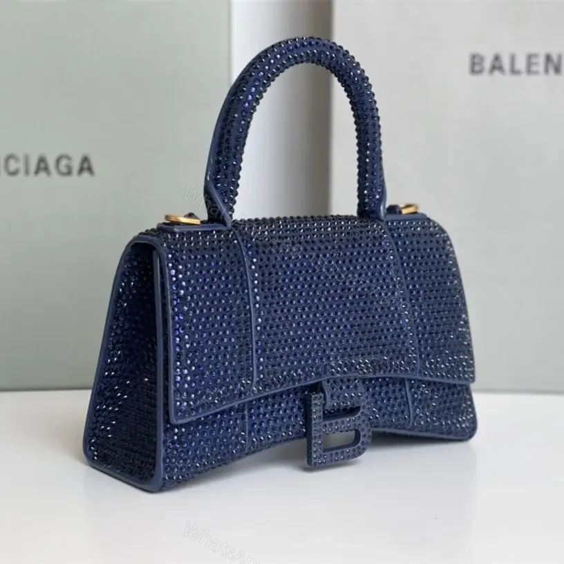 View 7 of 高仿Balenciaga*Hourglass系列沙漏包滿鑽深藍色XS