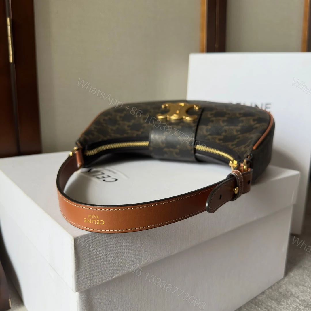 View 2 of CELINE AVA TRIOMPHE SOFT BAG IN CANVAS AND CALFSKIN TAN