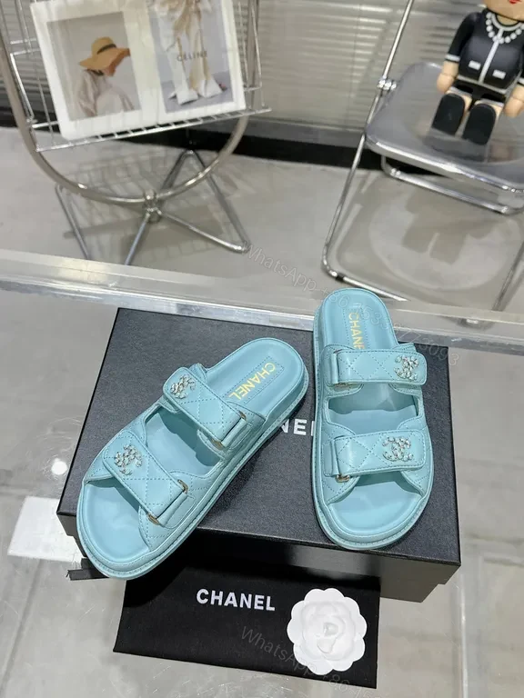View 3 of Lightweight Luxe Sandals: Soft Ice-Blue, Quilted Signature Details