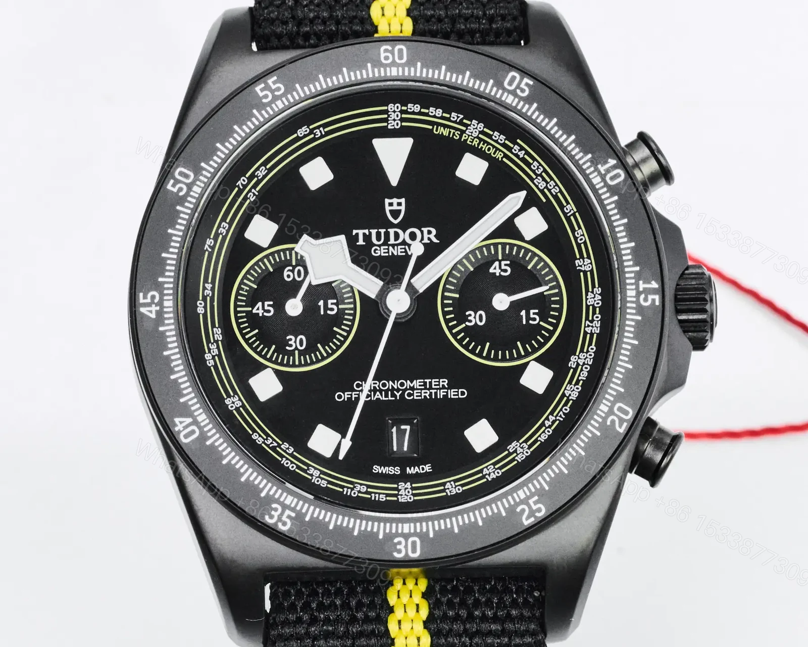 View 5 of Tudor FXD Chronograph Black Dial Yellow Stripe Strap Premium 43MM TUD-FXD-YLW-43