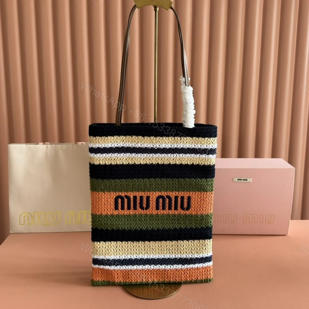 View 2 of Miumiu Crochet Tote Bag Multicolor 38Cm