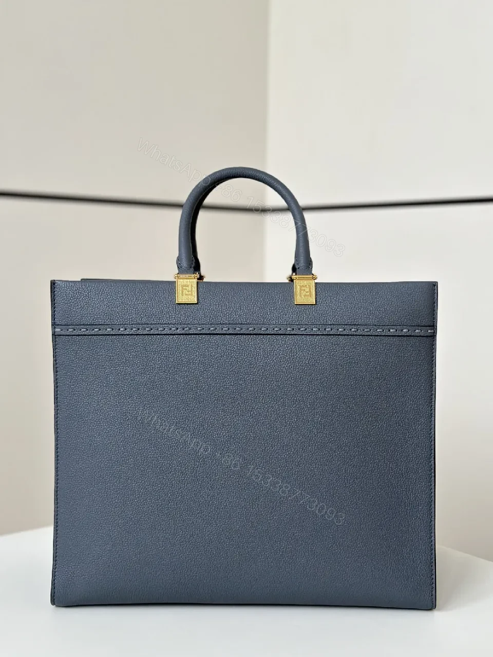 View 5 of Minimalist Navy Calfskin Satchel: Quiet Power Carryall