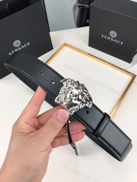 View 5 of Versace Medusa Buckle Leather Belt â€” Timeless Luxury Accessory