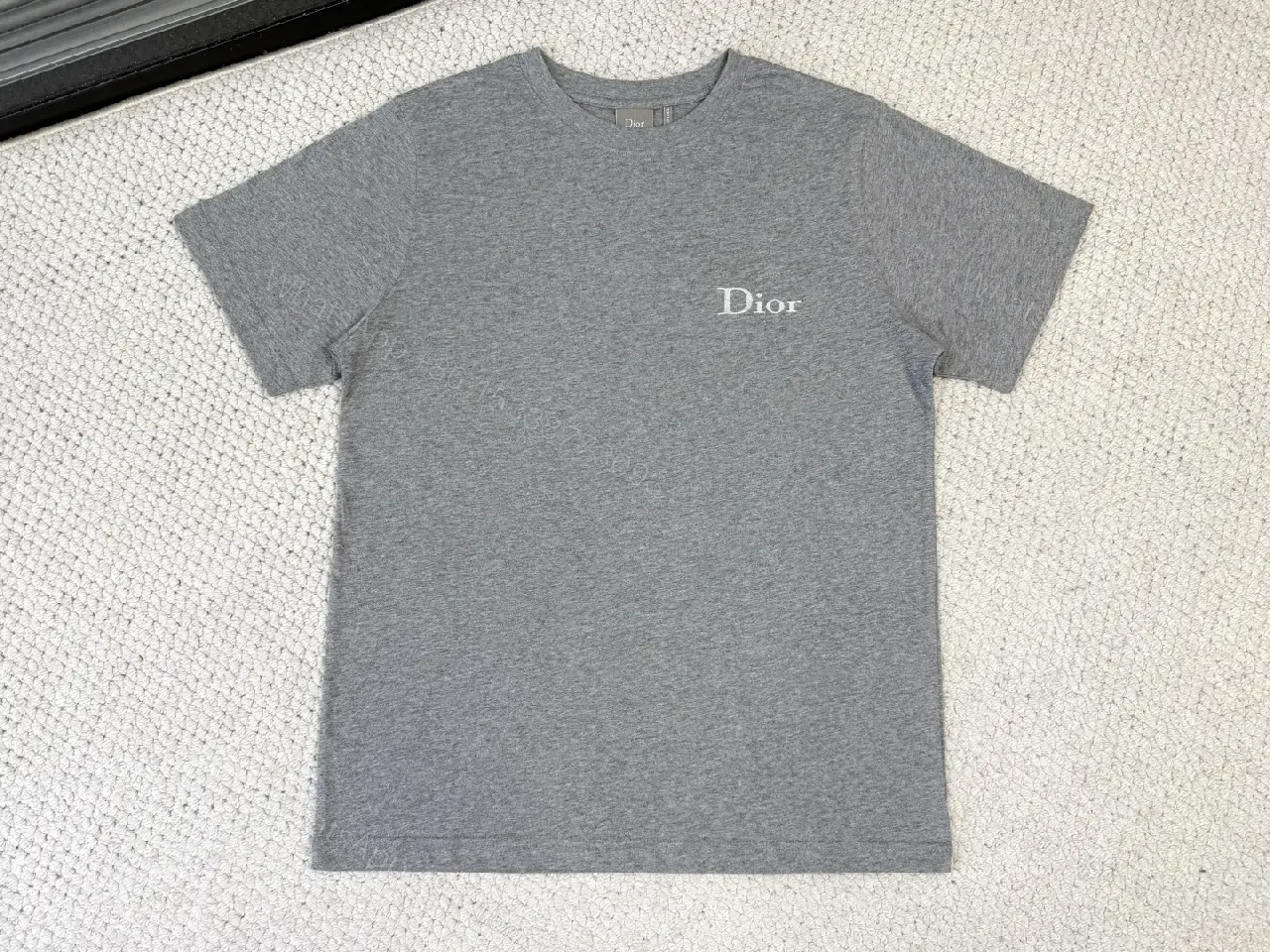 View 5 of Soft Gray Cotton Tee – Subtle Logo, Everyday Luxe, Crew Neck