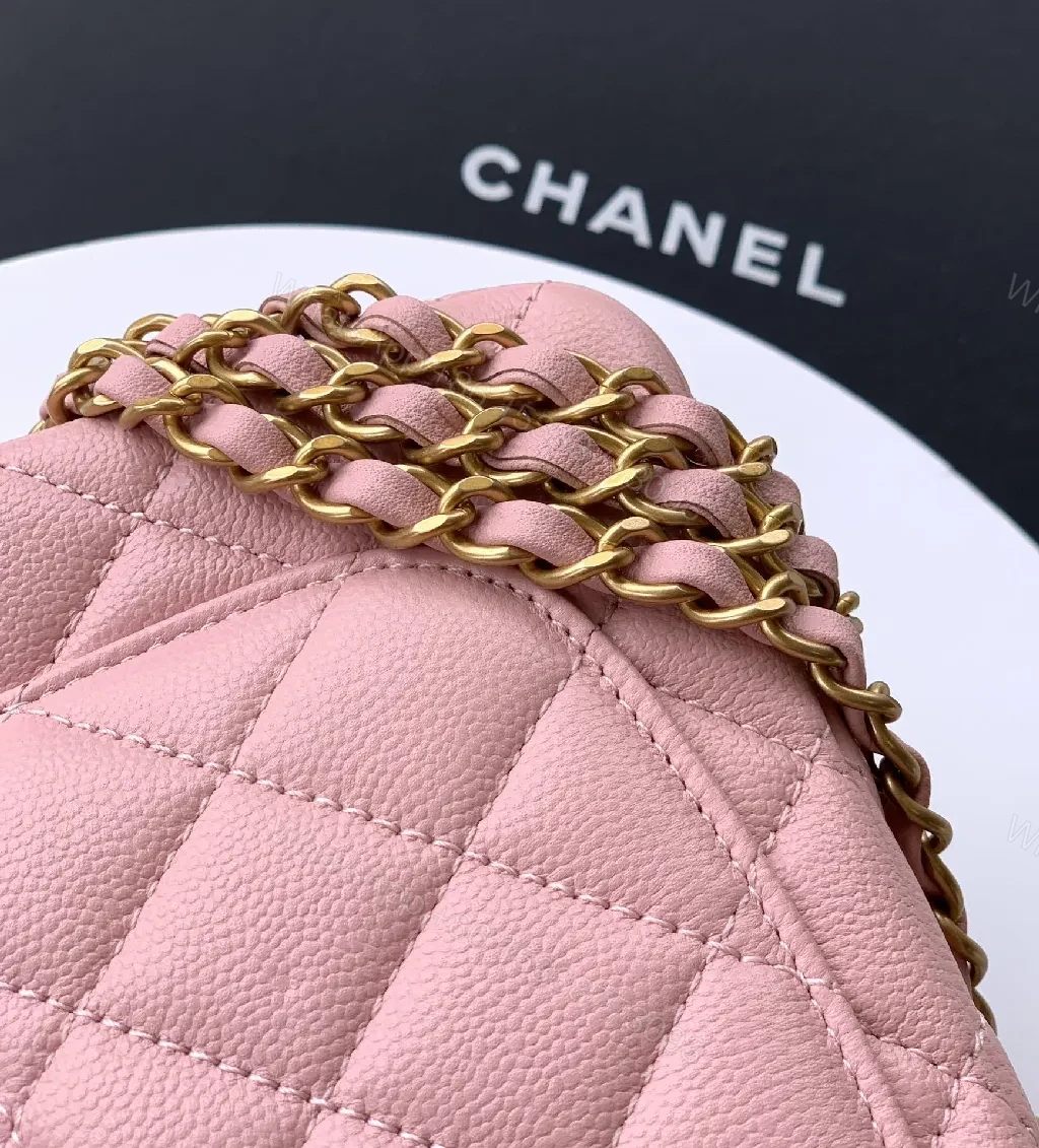 View 6 of Pink Quilted Flap Bag with Gold Chain - Chic Crossbody Luxury