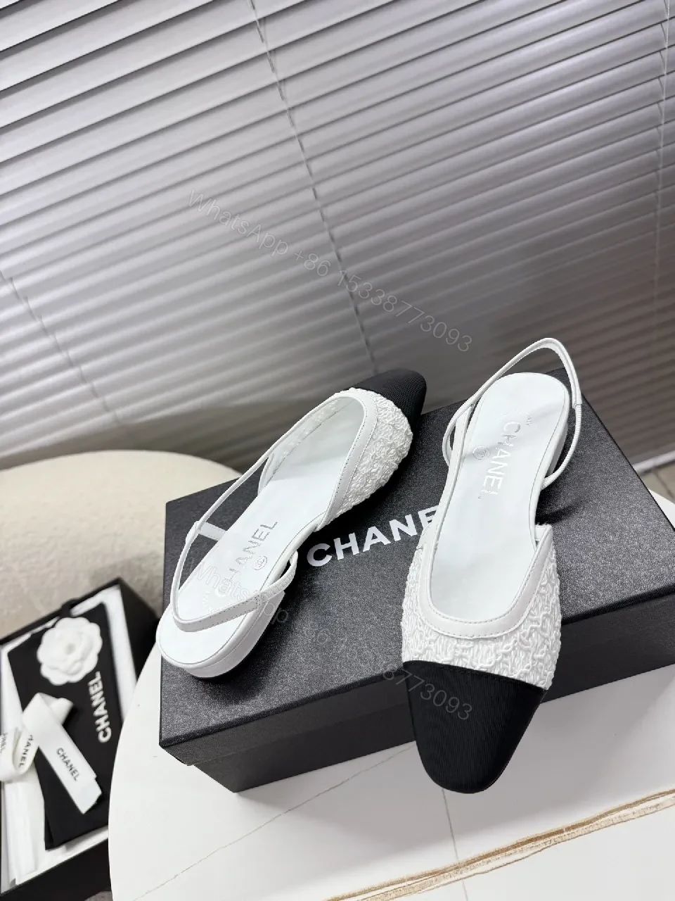 View 3 of Textured Lace Slingback Flats: Luxe Comfort Duo-Tone