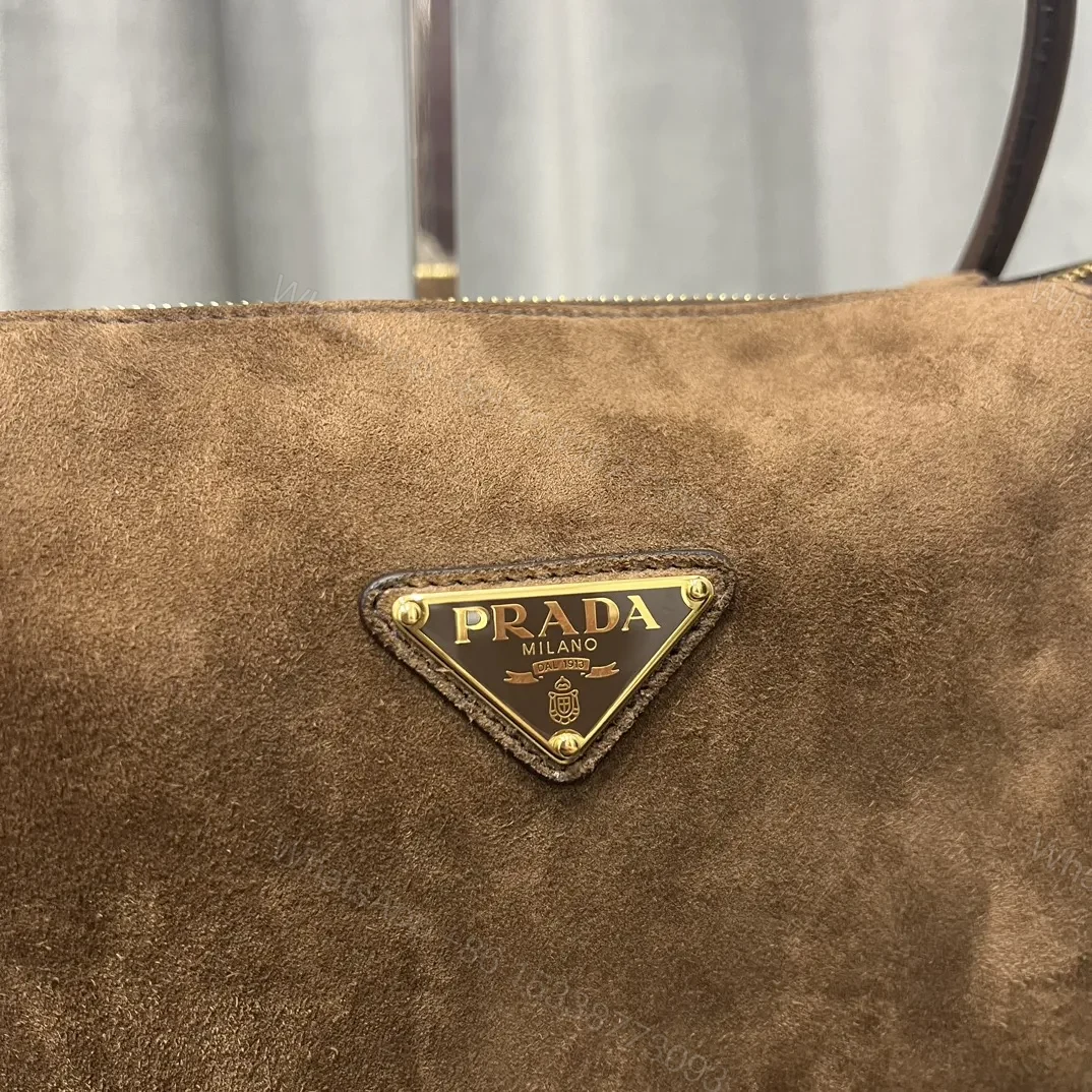 View 5 of Prada Brown Medium Suede Shoulder Bag