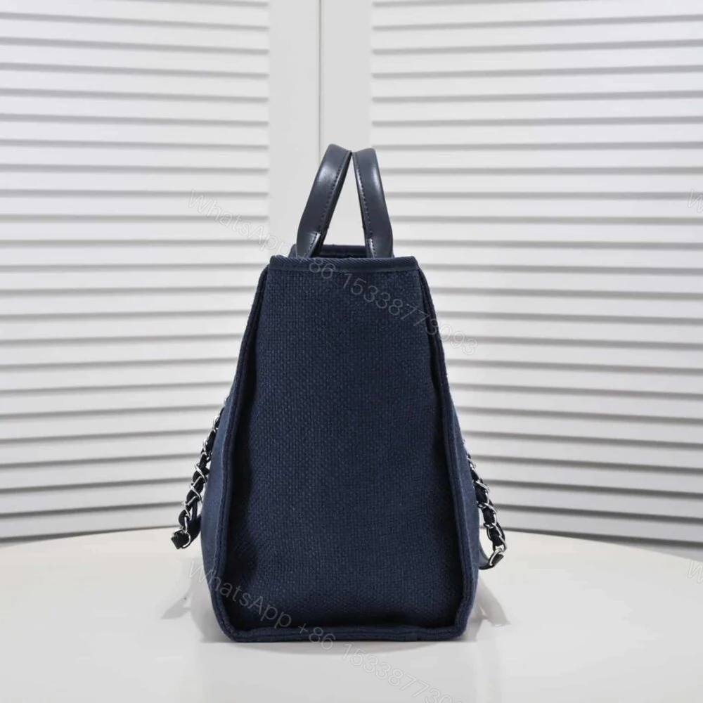 View 3 of Chanel Deauville Shopping Tote Dark Blue 39Cm