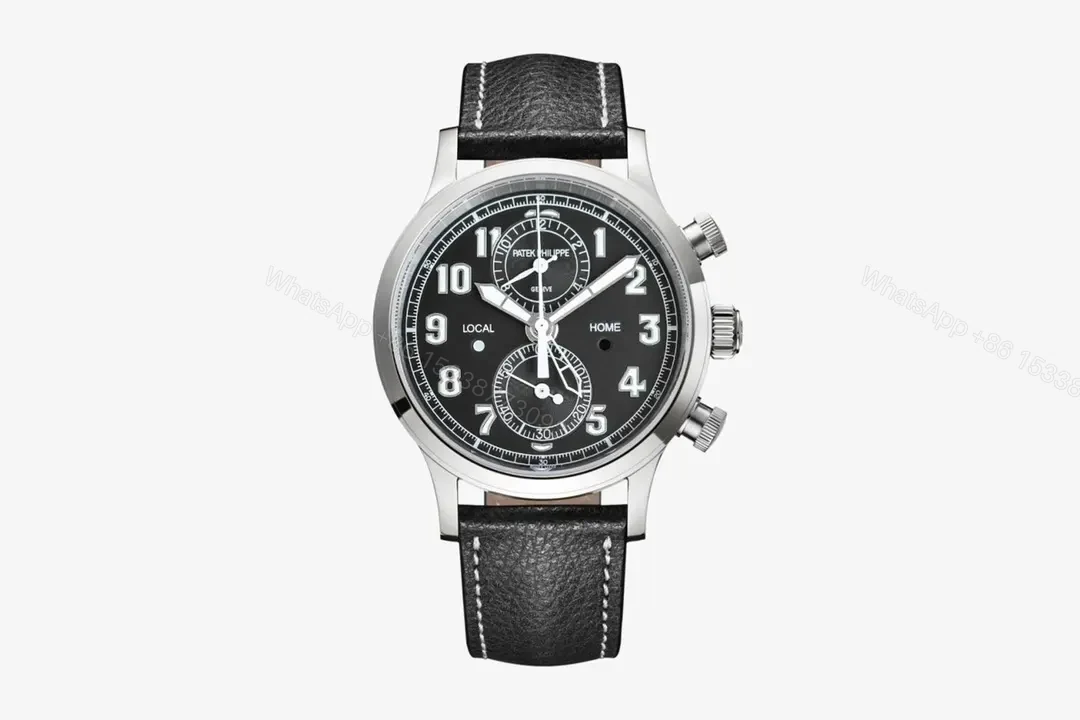 Patek Philippe 5924G Multi Function Watch Black Dial Italian Leather Strap 42mm Stainless Steel Case — view 1