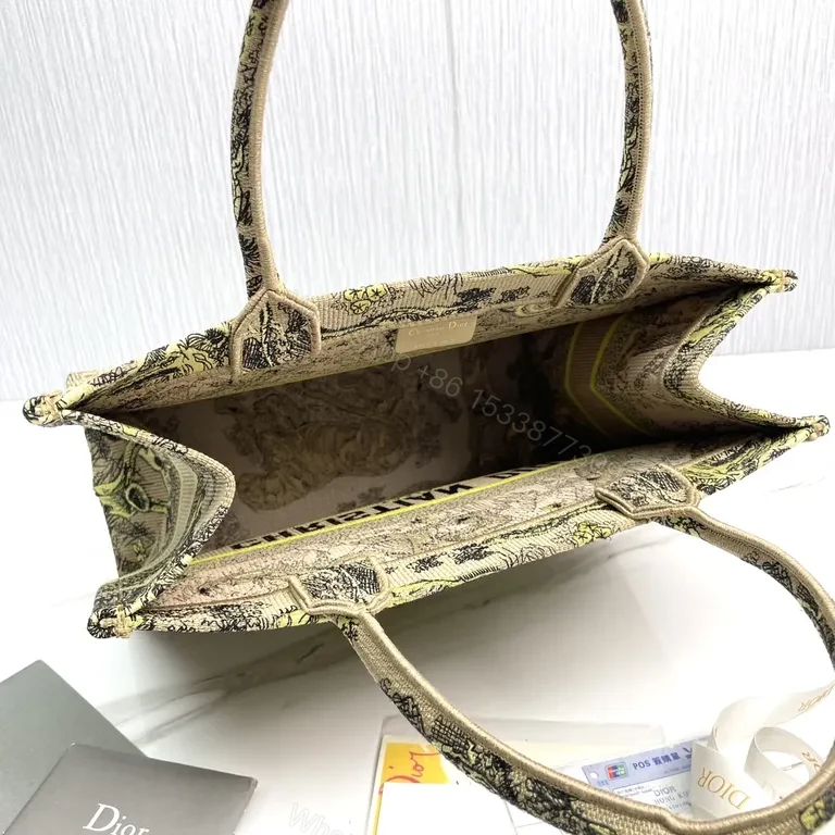 View 3 of Structured Canvas Satchel: Bold Tapestry with Dior Branding