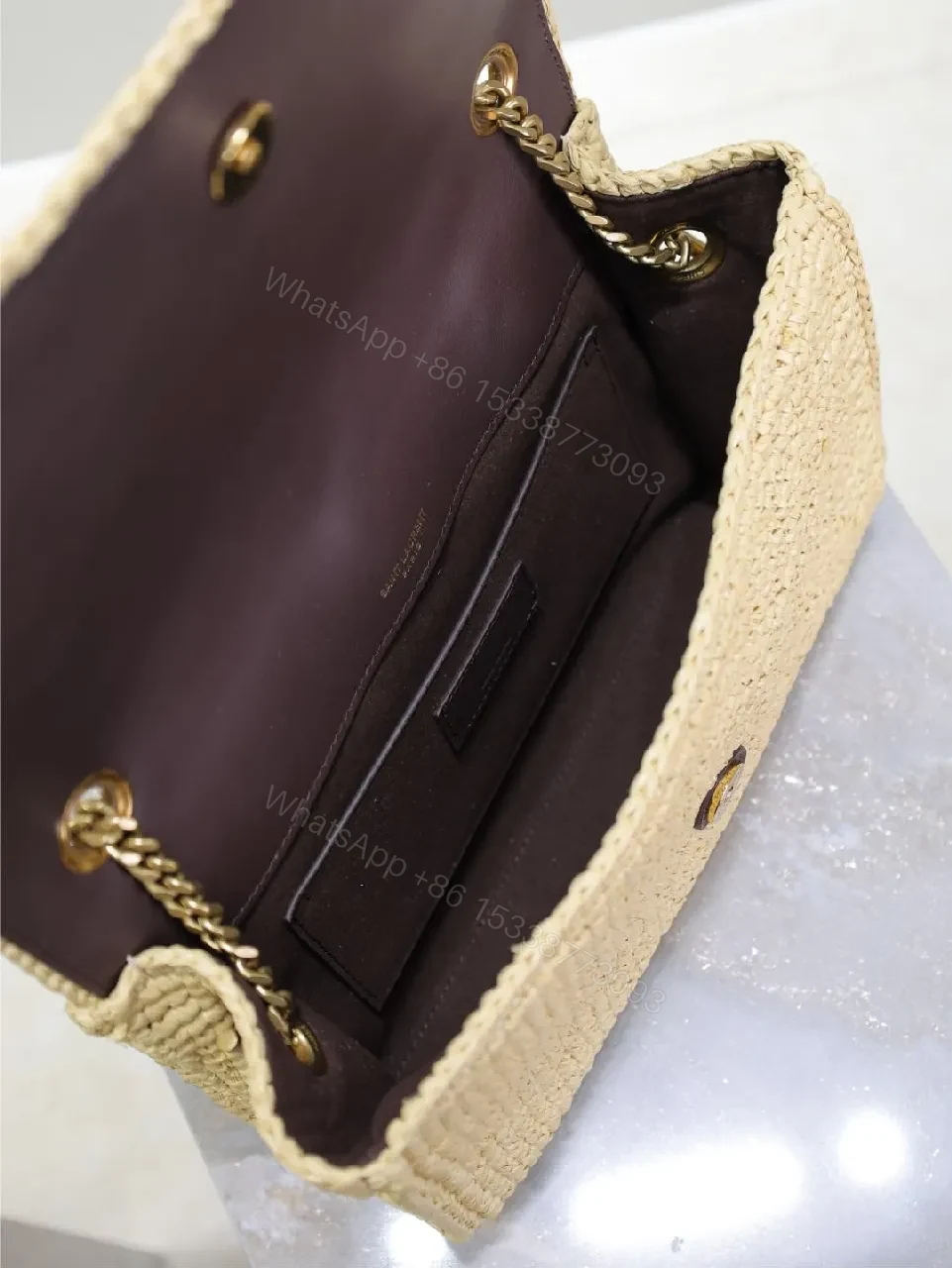 View 5 of Natural Straw Bag, Woven, Modern Chic, Monogram Accent + Shoulder Bag