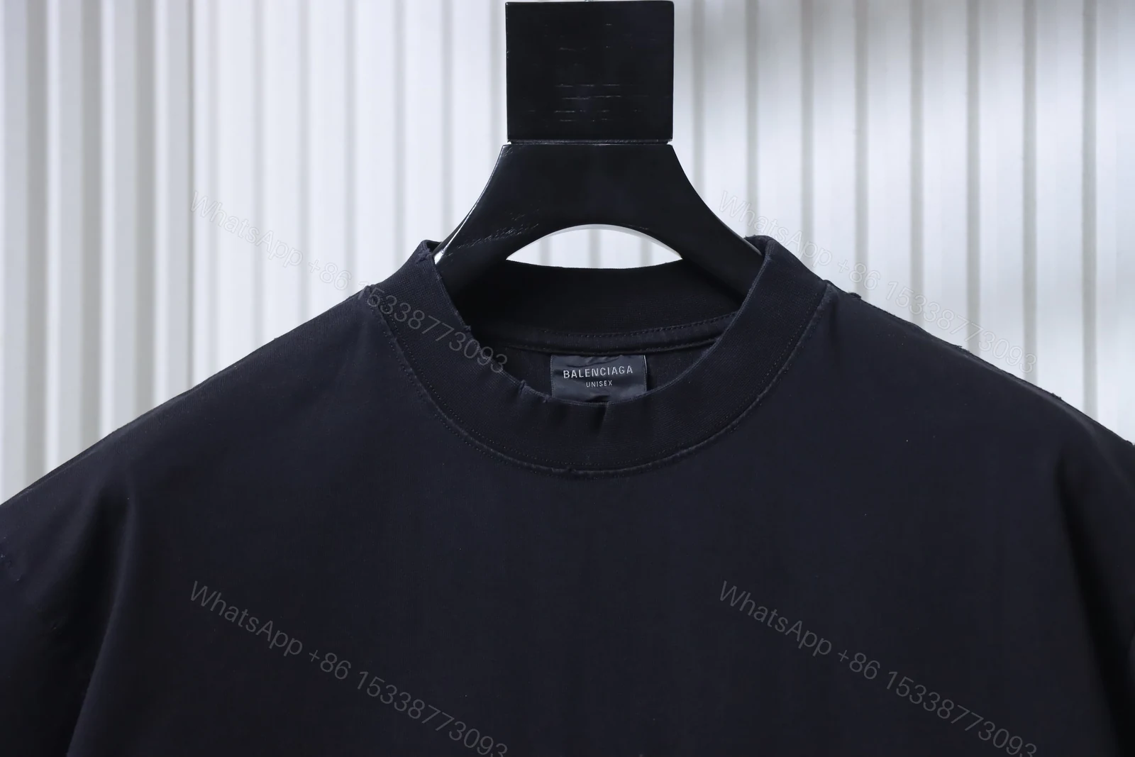 View 2 of Balenciaga Clothes 25SS Grain Wheat Embroidered Short Sleeve T-shirt black