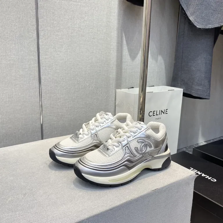 View 9 of Silver Sonic: Modern Luxe Sneaker with Chanel-Inspired Logo