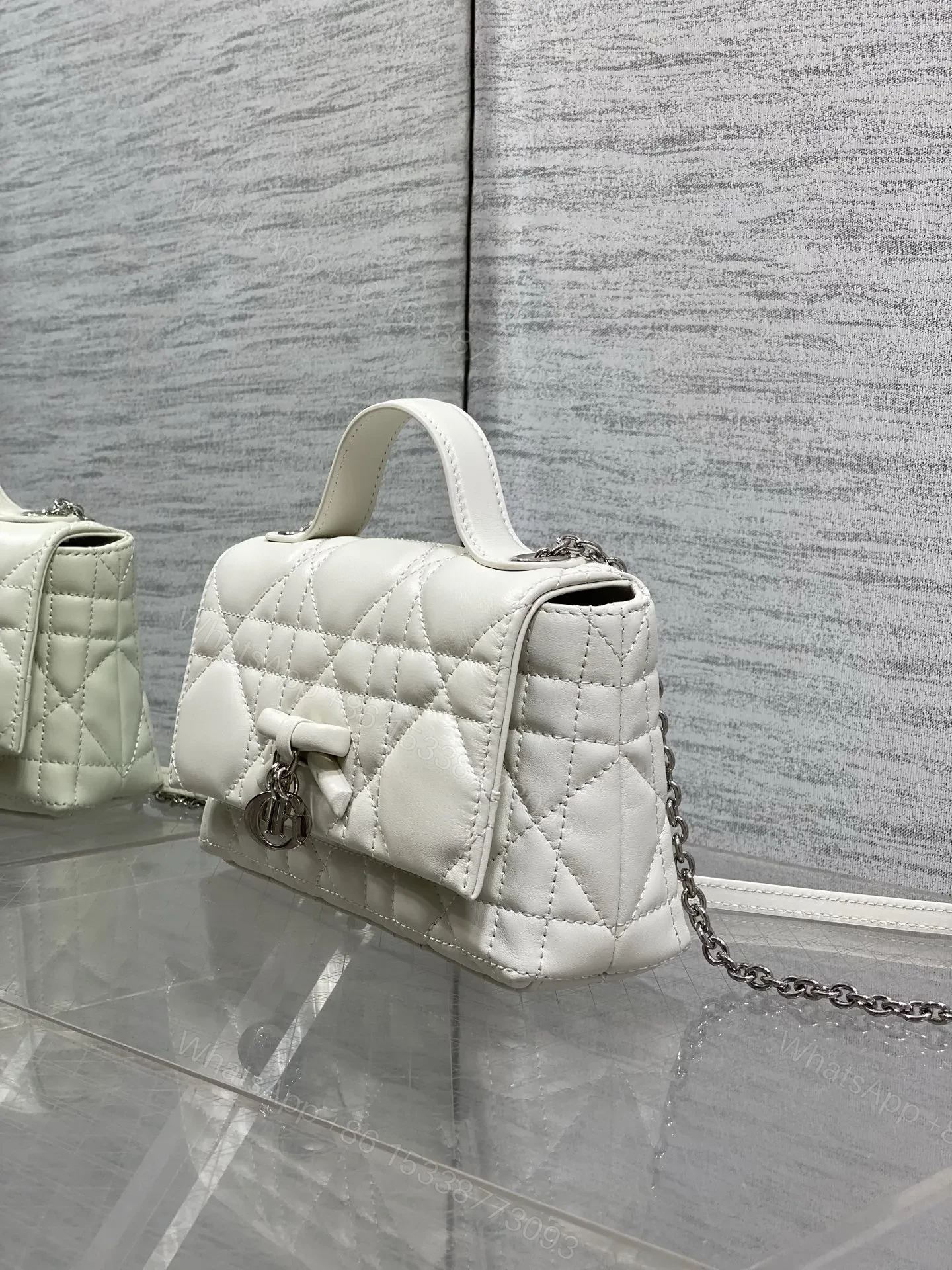 View 4 of Dior My Dior Mini Bag in White Lambskin