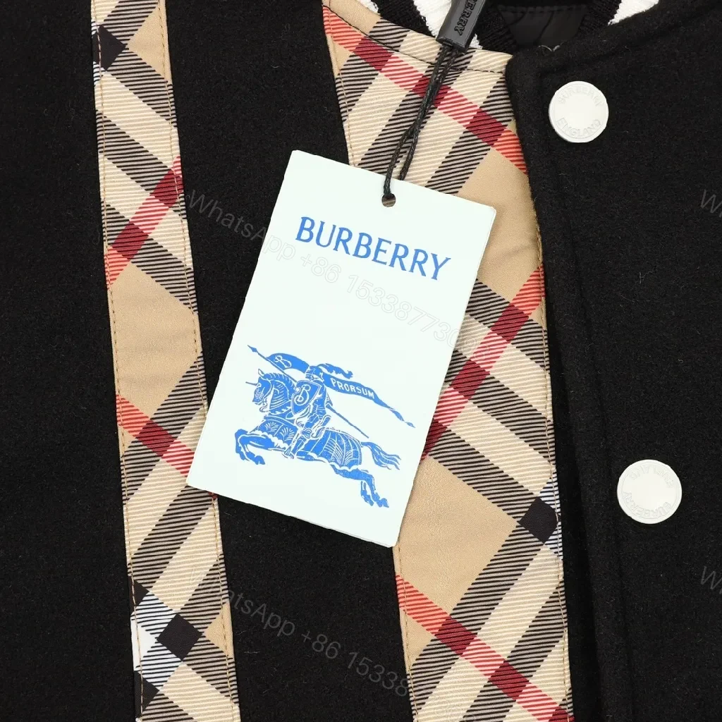 View 2 of Bold Plaid-Panel Varsity Bomber Jacket