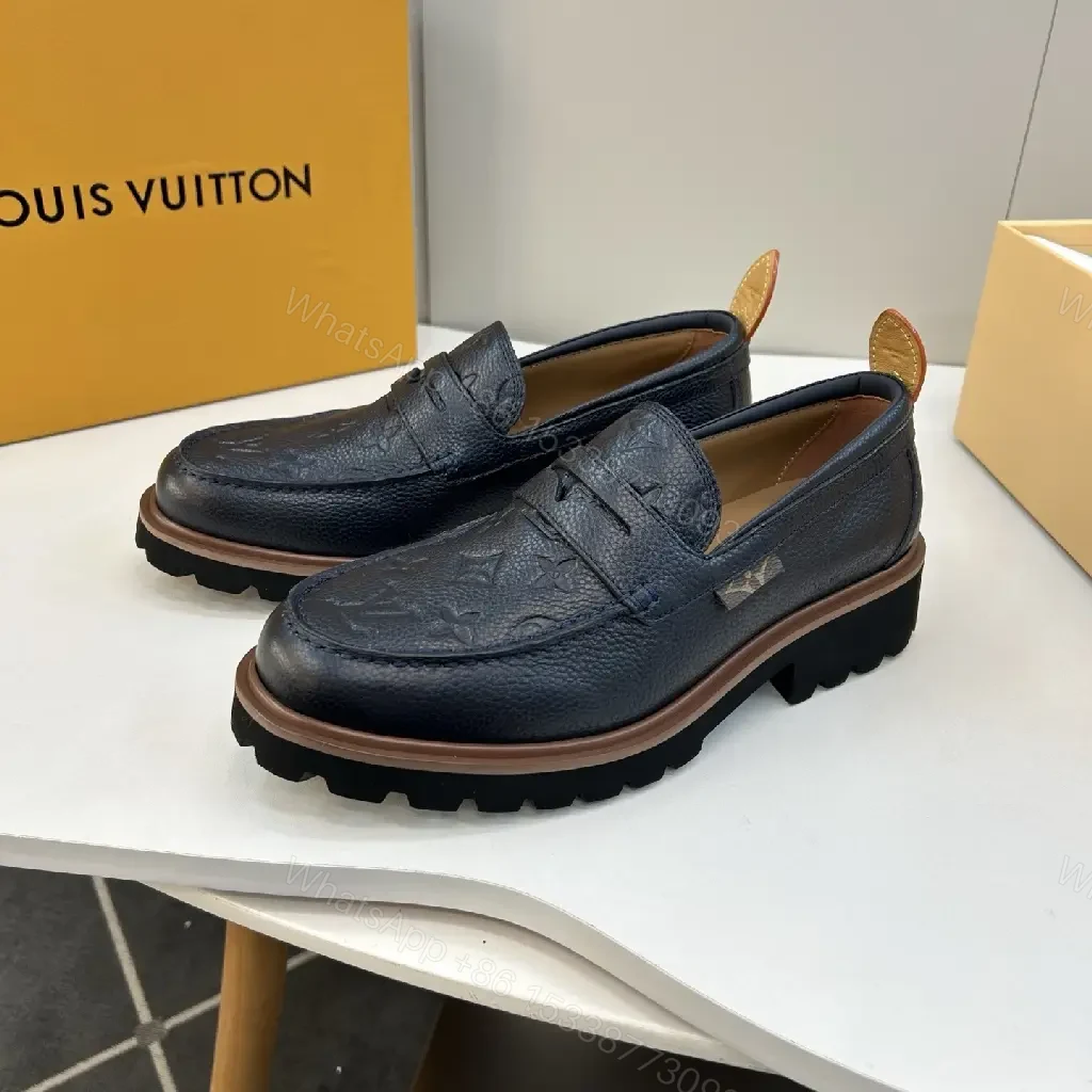 View 2 of Lux embossed Leather Driver: Monogram, All-Day Comfort loafers