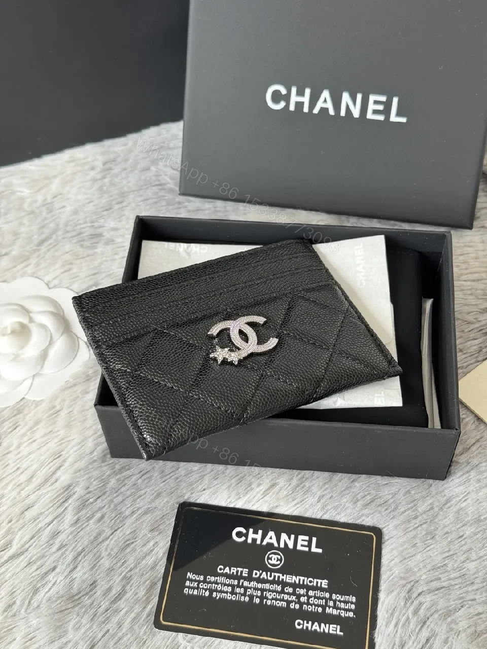 View 4 of Quilted Black Card Case Wallet – Luxury Leather, Slim Clutch