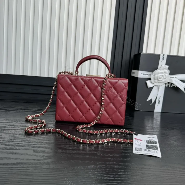 View 6 of Chic Quilted Crossbody Bag - Burgundy Leather Luxe