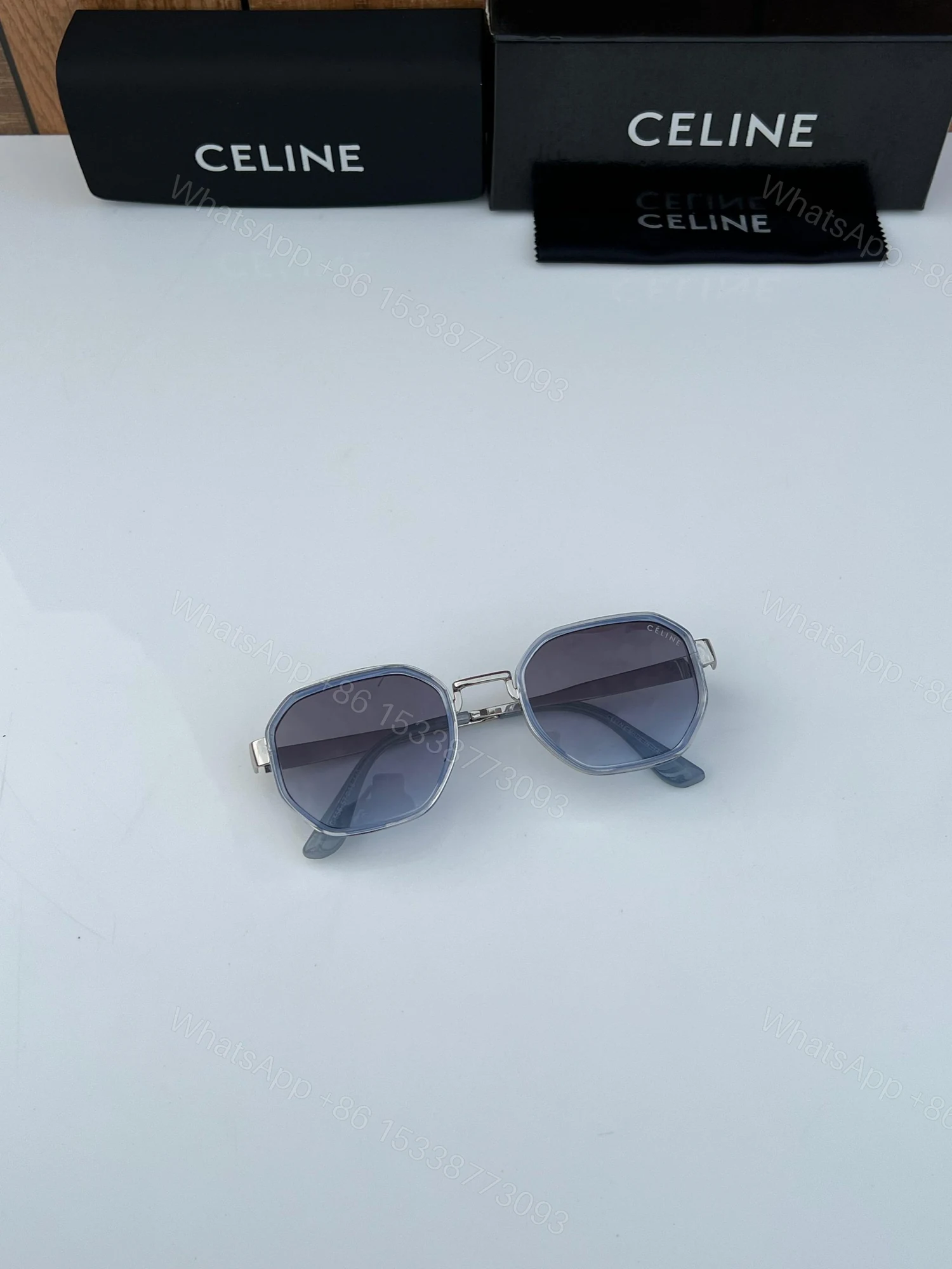 View 5 of FIRST COPY Celine 556 silver blue sunglasses