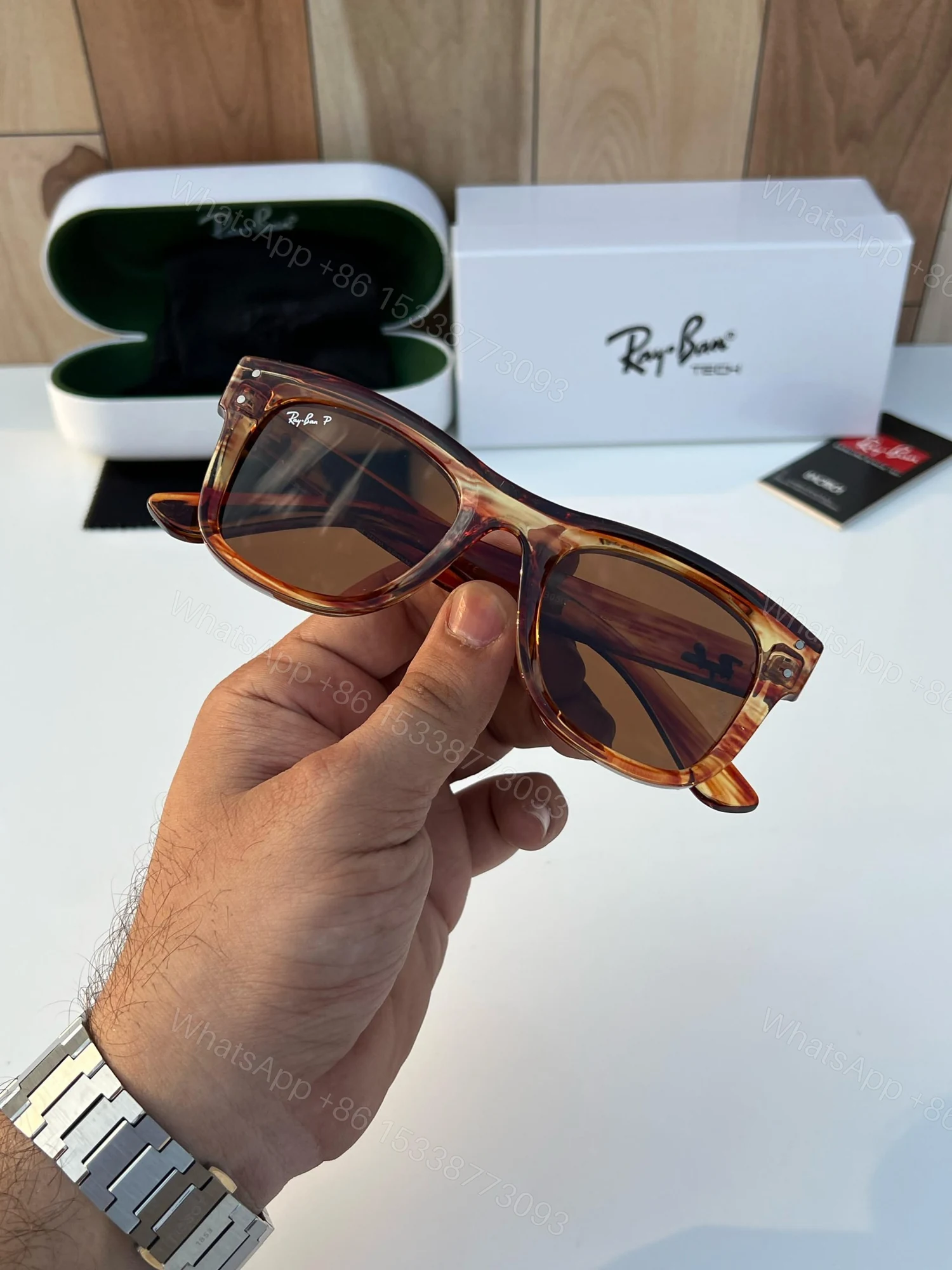 View 4 of FIRST COPY Rayban 0502 tiger brown sunglasses