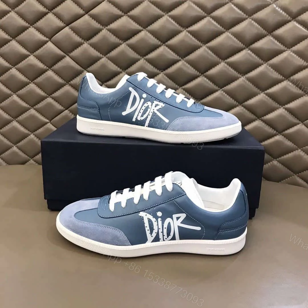 View 7 of DIOR B01 SNEAKER BLUE SMOOTH CALFSKIN AND SUEDE WITH DIOR AND SHAWN SIGNATURE – CD57