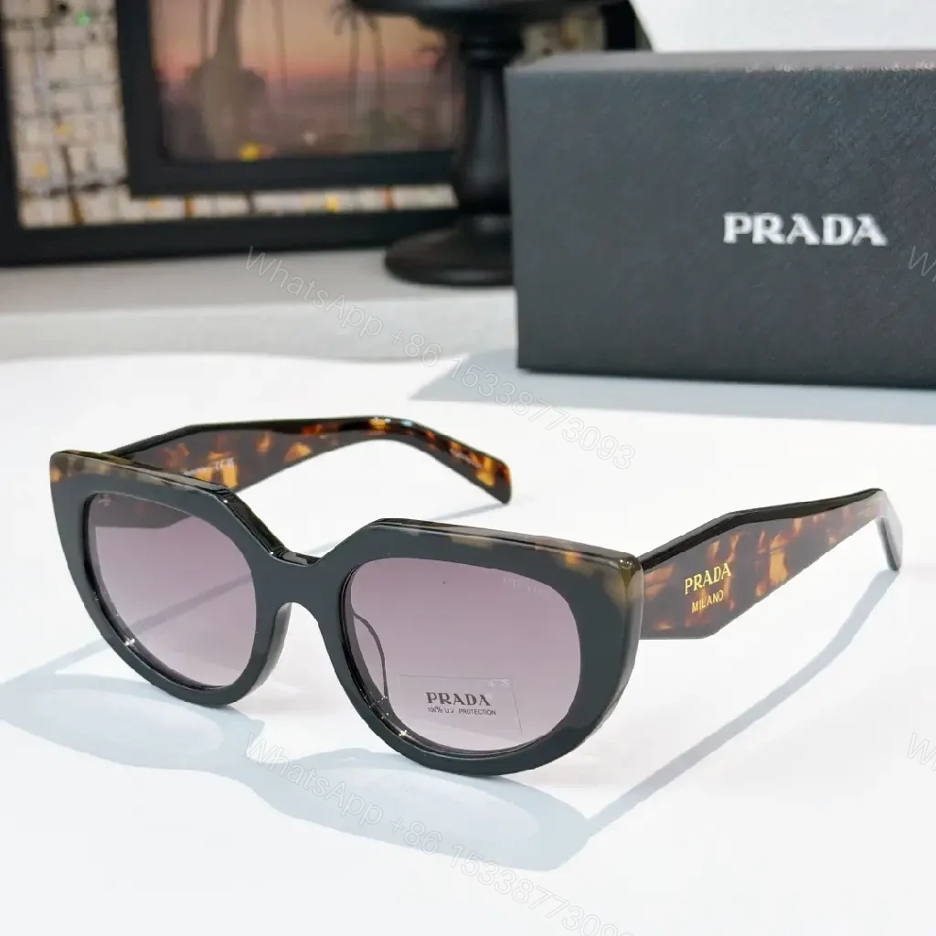 View 2 of Black Cat-Eye Oversized Sunglasses Gold Branding, Prada Milano