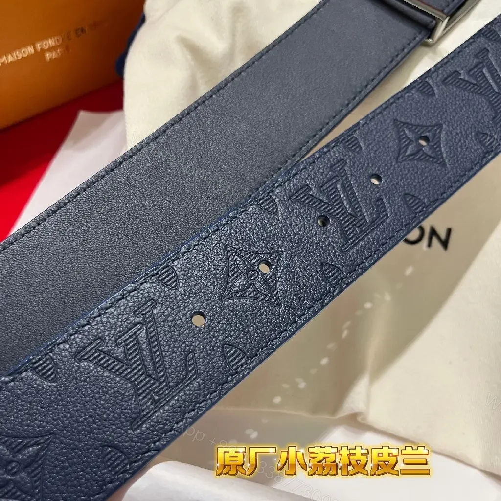 View 8 of Chic Monogram Leather Belt — Navy, Classic Modern Style, Durable