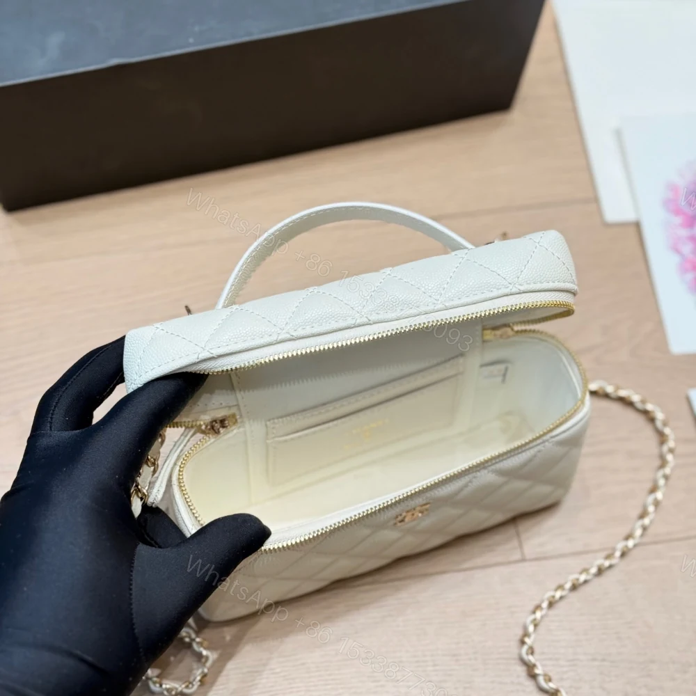 View 7 of Chanel Classic Vanity With Chain Gold Hardware White 19Cm
