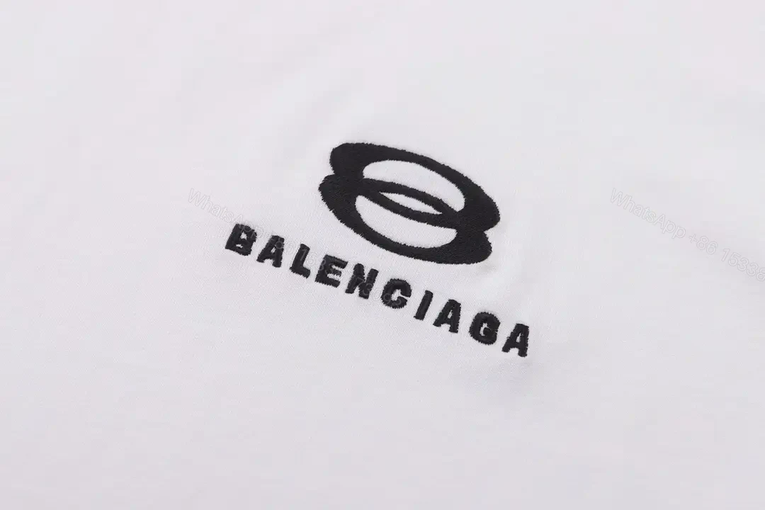 View 9 of White Textile Athletic Tee Balenciaga Logo Short-Sleeve T-Shirt