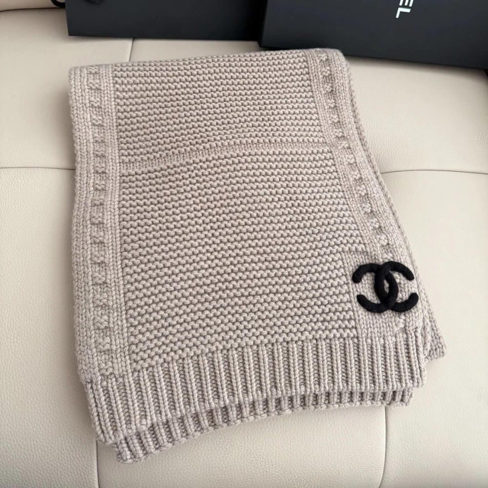 View 7 of Chanel Cashmere Knit Scarve Beige