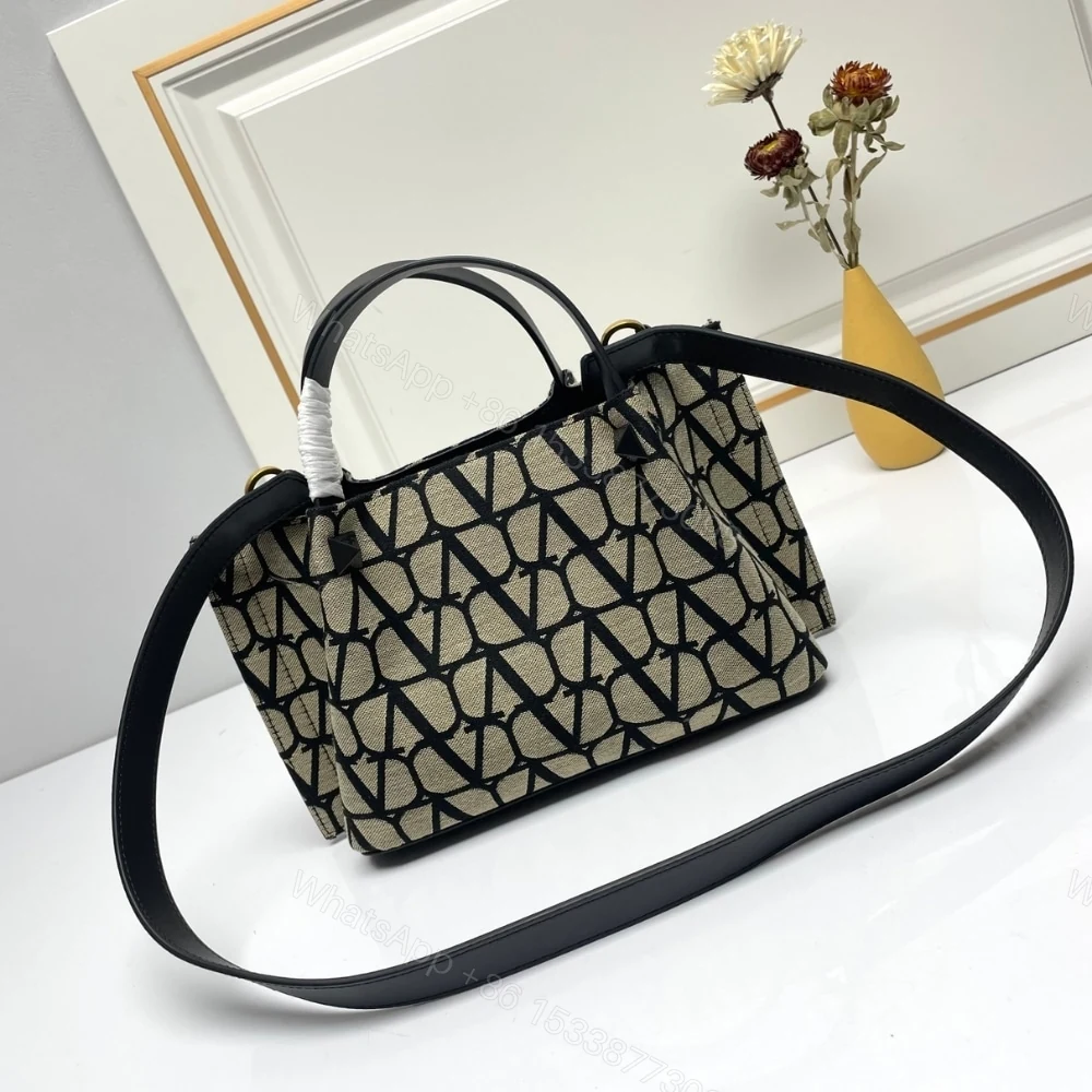 View 5 of VALENTINO GARAVANI MEDIUM TOILE ICONOGRAPHE HANDBAG BLACK 25CM