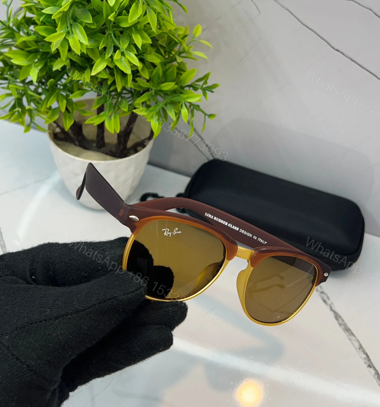 View 3 of Ray-Ban Men’s Black-Brown-Green Sunglasses