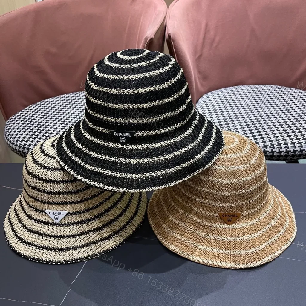 View 4 of Straw Hat: Striped Beige/Black, Chanel-Inspired Luxe