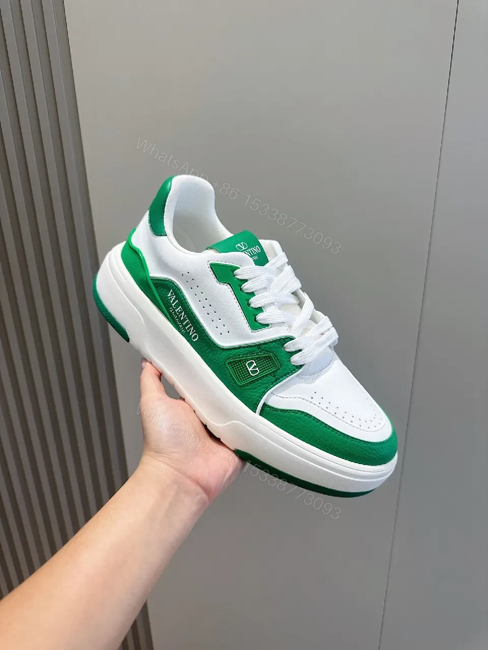 View 7 of Green & White Leather Sneakers | Luxury Casual Comfort